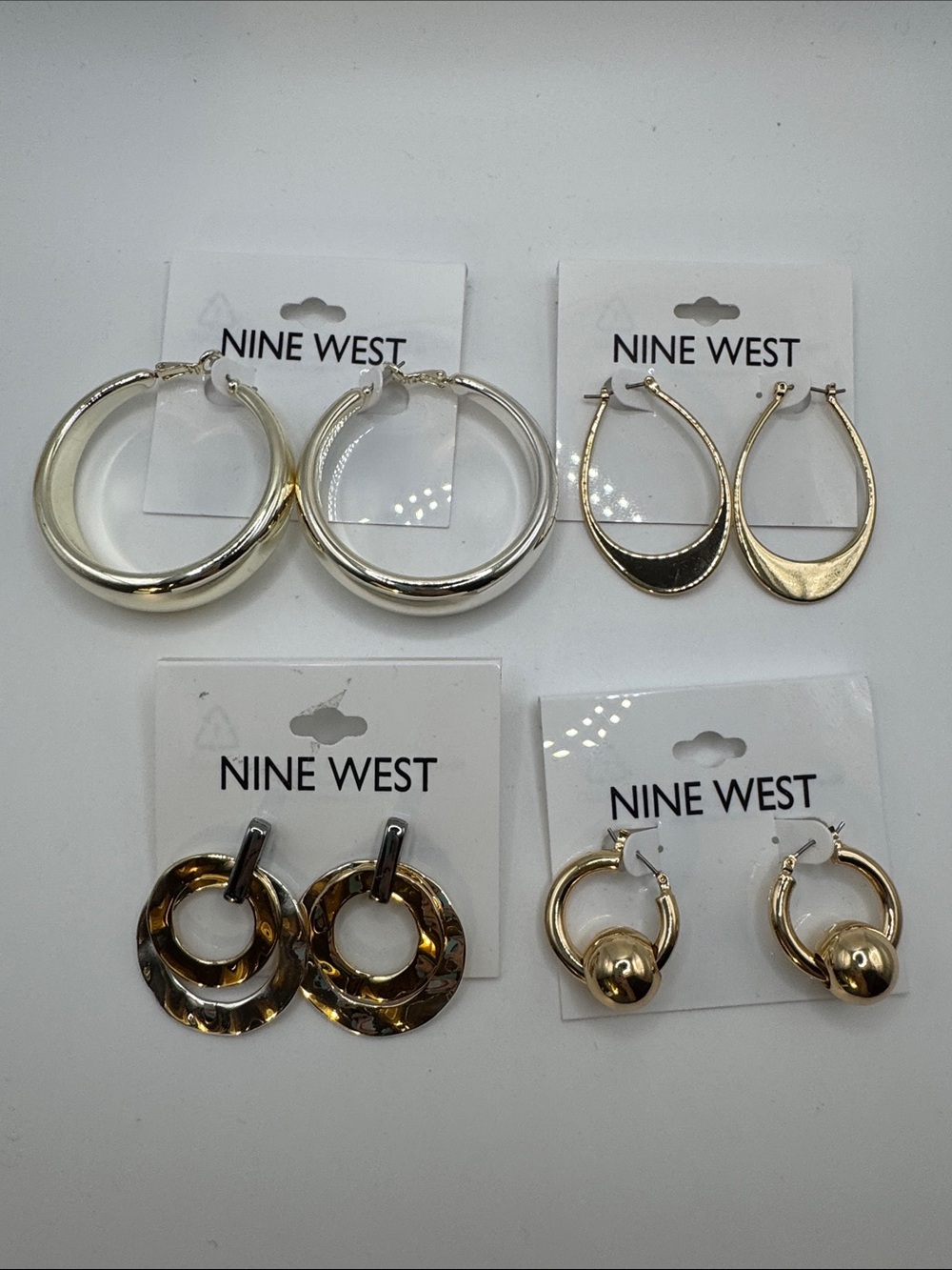 4 pairs Nine West Gold-Tone Mixed Hoop & Dangle Earrings